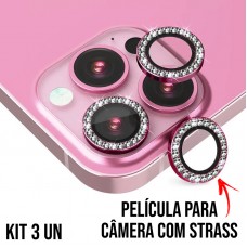 Película de Câmera Strass iPhone 16 Pro e 16 Pro Max - Rosê